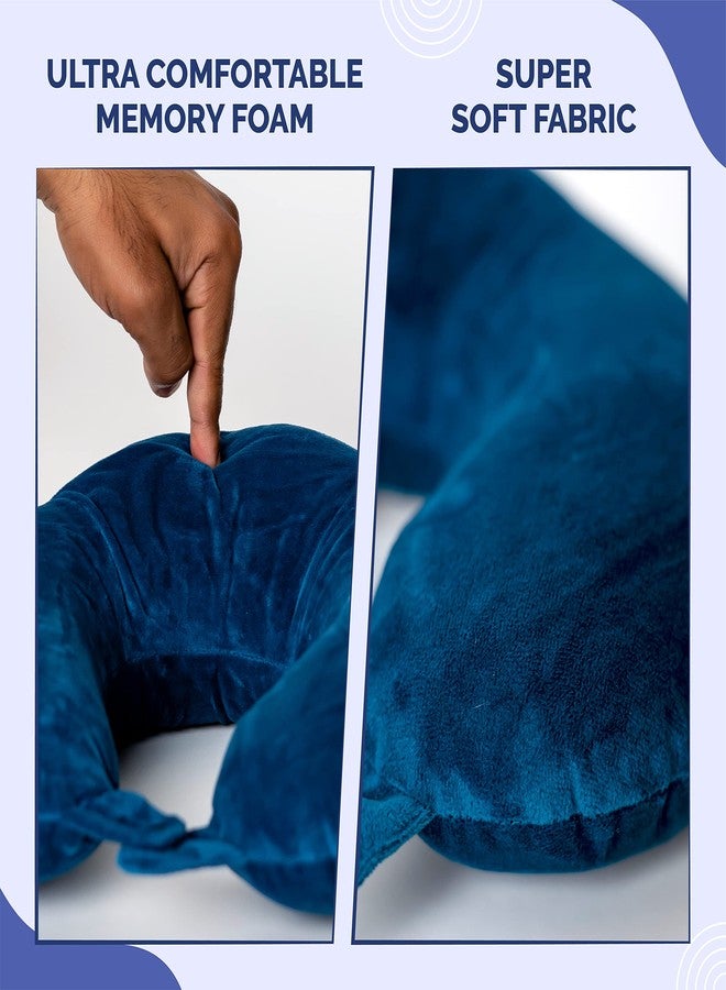 Destinio Neck Pillow for Travel, Travel Pillow for Flights, Memory Foam Neck Pillow, Travel Neck Pillow with Velvet Soft Washable Cover, Flight Pillow for Neck for Men and Women (Blue), Pack of 1 - Image 5