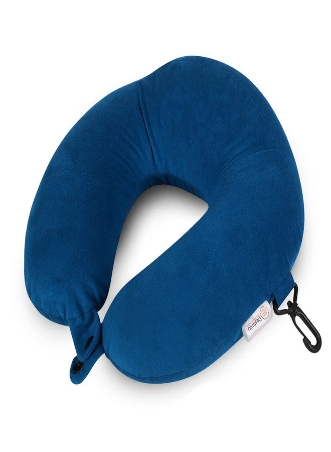 Destinio Neck Pillow for Travel, Travel Pillow for Flights, Memory Foam Neck Pillow, Travel Neck Pillow with Velvet Soft Washable Cover, Flight Pillow for Neck for Men and Women (Blue), Pack of 1 - Image 1