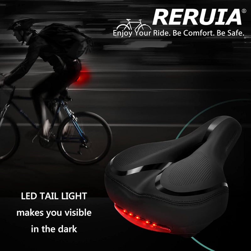 RERUIA Comfortable Bike Seat with Taillight - Breathable Memory Foam Padded Saddle - Image 5
