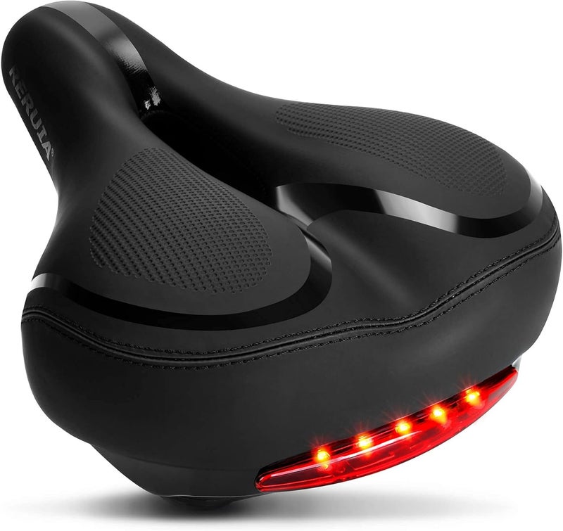 RERUIA Comfortable Bike Seat with Taillight - Breathable Memory Foam Padded Saddle - Image 1