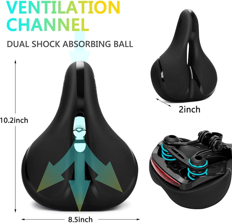 RERUIA Comfortable Bike Seat with Taillight - Breathable Memory Foam Padded Saddle - Image 3