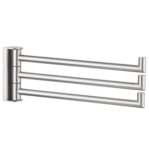 Angle Simple Swivel Hand Towel Holder 3 Bars Brushed Nickel 304 Stainless Steel Hand Towel Rack for Bathroom Wall Mount - Image 1