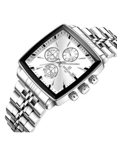 REWARD Quartz Mens Watch, Waterproof Luminous Sport Watch, Comfortable Stainless Steel Chronograph Wristwatch, Lightweight And Durable Business Watch, (1pc, Silver)  - Image 2