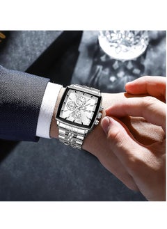 REWARD Quartz Mens Watch, Waterproof Luminous Sport Watch, Comfortable Stainless Steel Chronograph Wristwatch, Lightweight And Durable Business Watch, (1pc, Silver)  - Image 3