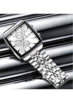 REWARD Quartz Mens Watch, Waterproof Luminous Sport Watch, Comfortable Stainless Steel Chronograph Wristwatch, Lightweight And Durable Business Watch, (1pc, Silver)  - Image 4
