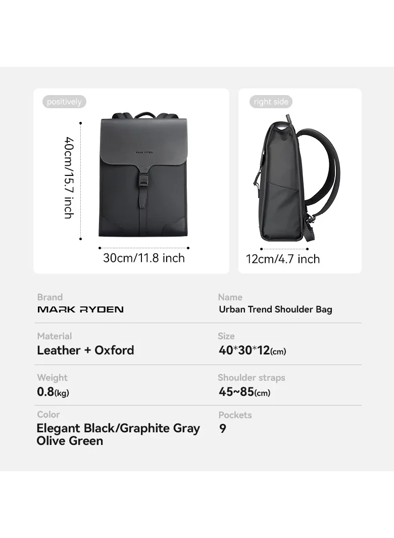 MARK RYDEN MARK RYDEN 1611 Waterproof, Business with High-Tech Magnetic Snails Backpack, Ideal for Work, Travel, Daily College