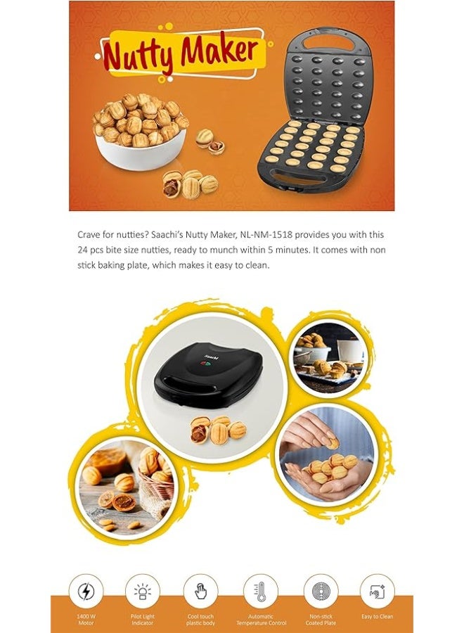 ساتشي صانعة المكسرات ساشي، 24 قطعة، مع لوح غير لاصق وتحكم تلقائي في درجة الحرارة، 1400 واط، NL-NM-1518-BK، أسود - Image 4