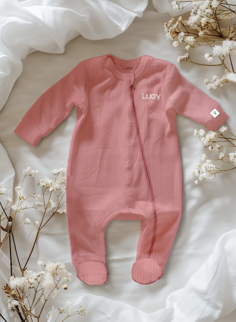 LUAY Unisex 100% Bamboo based Ultra-Soft fabric Romper-Peach 