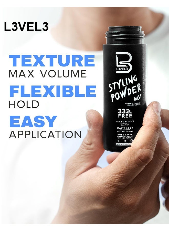 L3VEL3 L3 Level 3 Styling Powder, Natural Look Mens Powder, Easy To Apply With No Oil Or Greasy Residue, Mattifying Hair Texture Powder All-Day Hold - Image 5