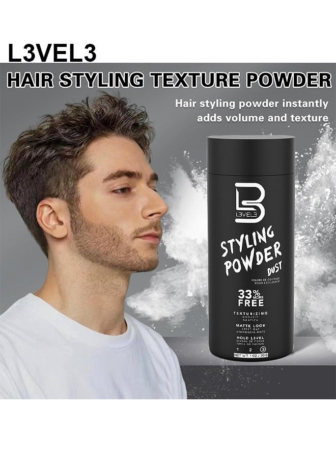 L3VEL3 L3 Level 3 Styling Powder, Natural Look Mens Powder, Easy To Apply With No Oil Or Greasy Residue, Mattifying Hair Texture Powder All-Day Hold - Image 3