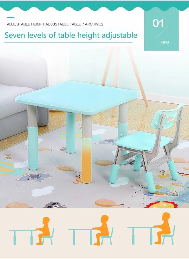 JSAITOYS - Children Square Desk Love To Learn Durable Multi-Functional Comfortable Learning Tables And Chairs - Image 1