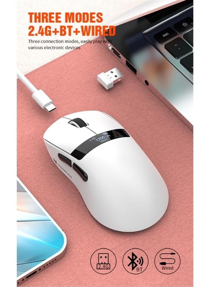 XUNFOX H9Pro Tri-mode Bluetooth Wireless Gaming Mouse with with Magnetic Charging Dock, Lightweight Anti Slip Mouse, PixArt PAW3311 Sensor, BT/2.4Ghz/Wired, for PC/MAC - Image 4