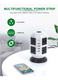 General Surge Protector Power Strip Tower - 8 Widely Outlets with 4 USB Ports, 9.8FT Heavy Duty Extension Cord, Multi-Plug Outlet Extender Overload Protection for Home, Office, Smartphone  - Image 2