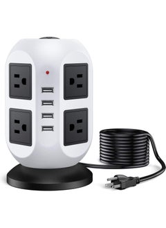 General Surge Protector Power Strip Tower - 8 Widely Outlets with 4 USB Ports, 9.8FT Heavy Duty Extension Cord, Multi-Plug Outlet Extender Overload Protection for Home, Office, Smartphone  - Image 1