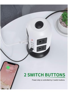 General Surge Protector Power Strip Tower - 8 Widely Outlets with 4 USB Ports, 9.8FT Heavy Duty Extension Cord, Multi-Plug Outlet Extender Overload Protection for Home, Office, Smartphone  - Image 3