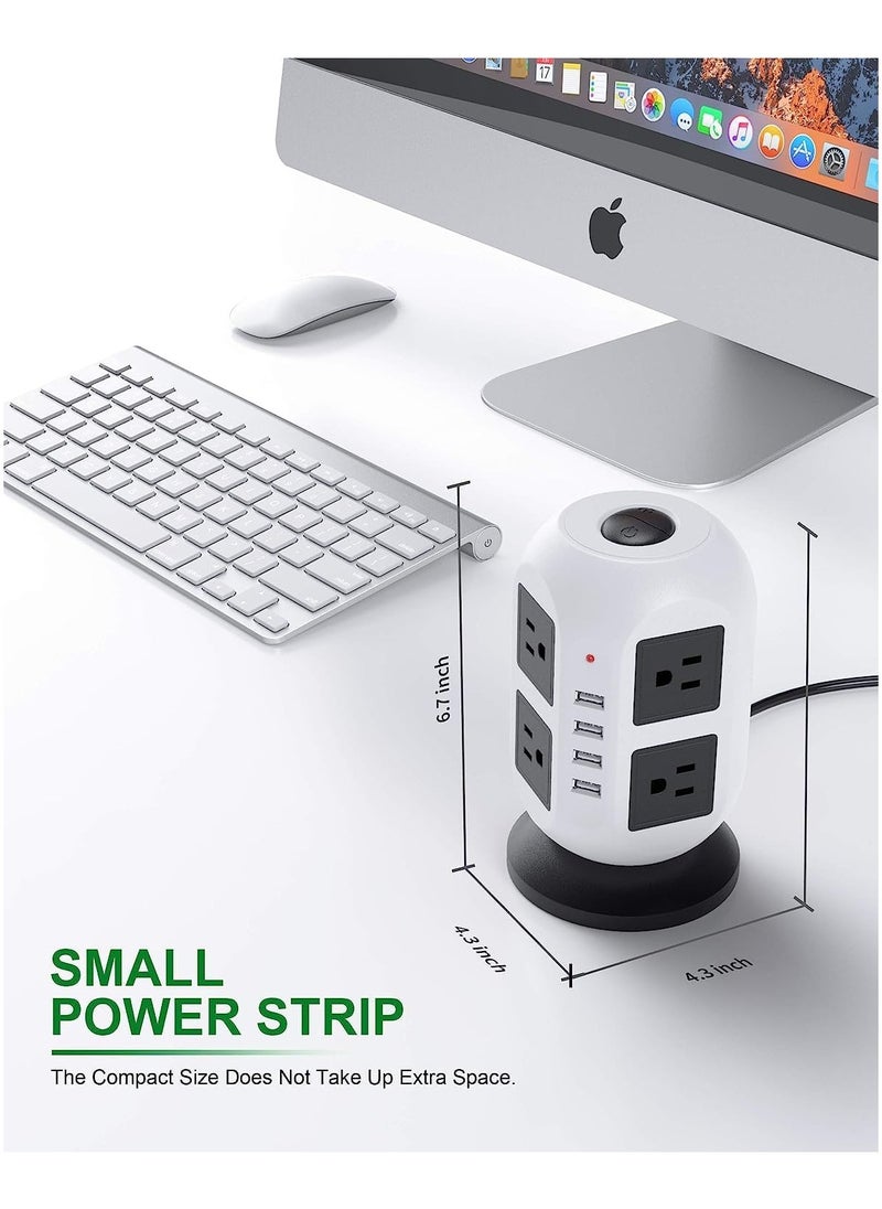 General Surge Protector Power Strip Tower - 8 Widely Outlets with 4 USB Ports, 9.8FT Heavy Duty Extension Cord, Multi-Plug Outlet Extender Overload Protection for Home, Office, Smartphone  - Image 5