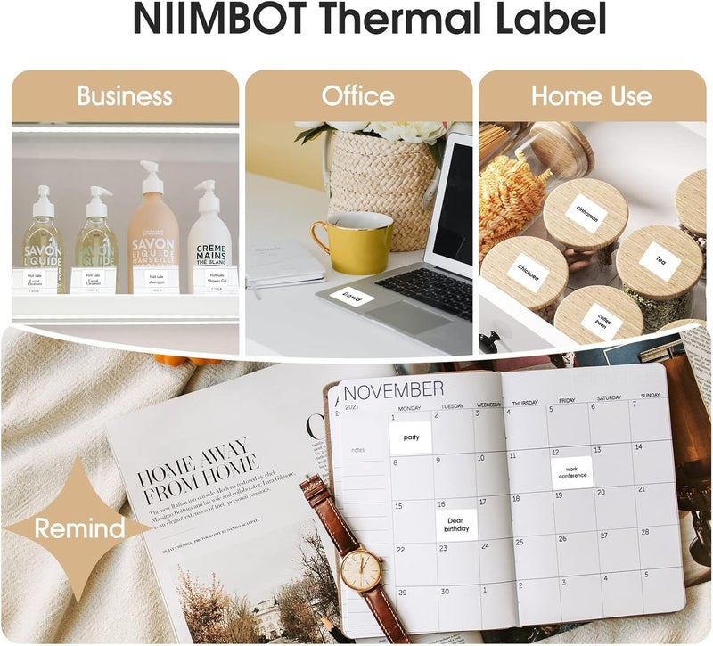 NIIMBOT B21 B3S Thermal Sticker Labels, 1.57'' x 1.18'' (40x30mm), 230 Self-Adhesive Waterproof Labels - Image 4