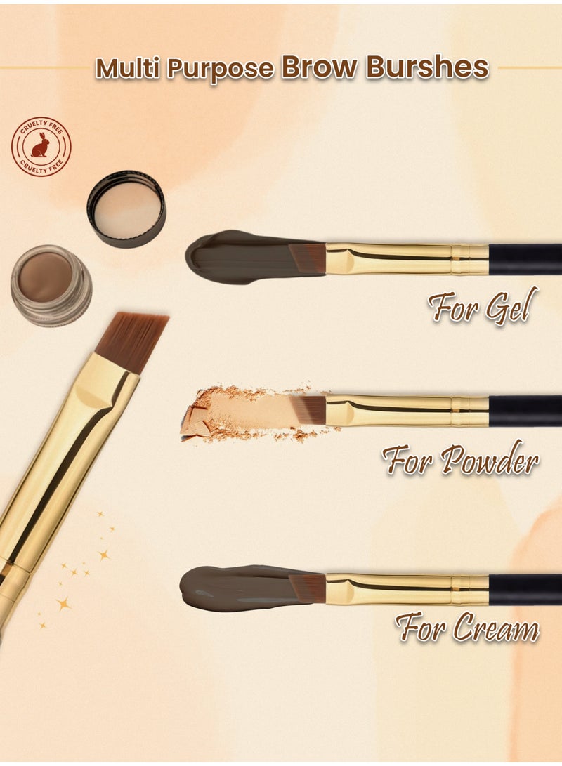 Be2beauti Duo Eyebrow Brush 2 Pcs, Angled Eyeliner and Brow Brush with Spoolie, Professional Eyelash Comb Eyebrow Brush Tool for Pomade, Gel and Soap (Gold & Silver) - Image 5