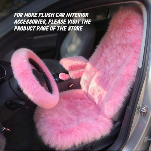I3DIDEA 1 PCS Fluffy Car Seat Cover, Plush Fuzzy Fur Seat Protector for Winter, Universal Soft Faux Sheepskin Car Seat Cushion for Women Girls Interior Accessories (Pink) - Image 5