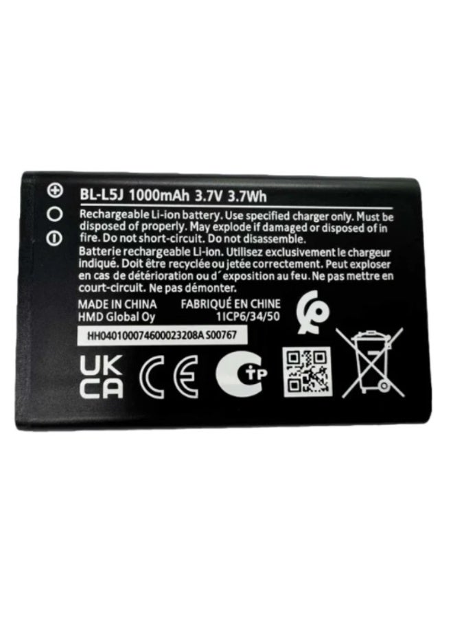 بطارية بديلة لهاتف نوكيا BL-L5J بسعة 1000 مللي أمبير، رقم الموديل TA-1557 105 2023 - Image 1