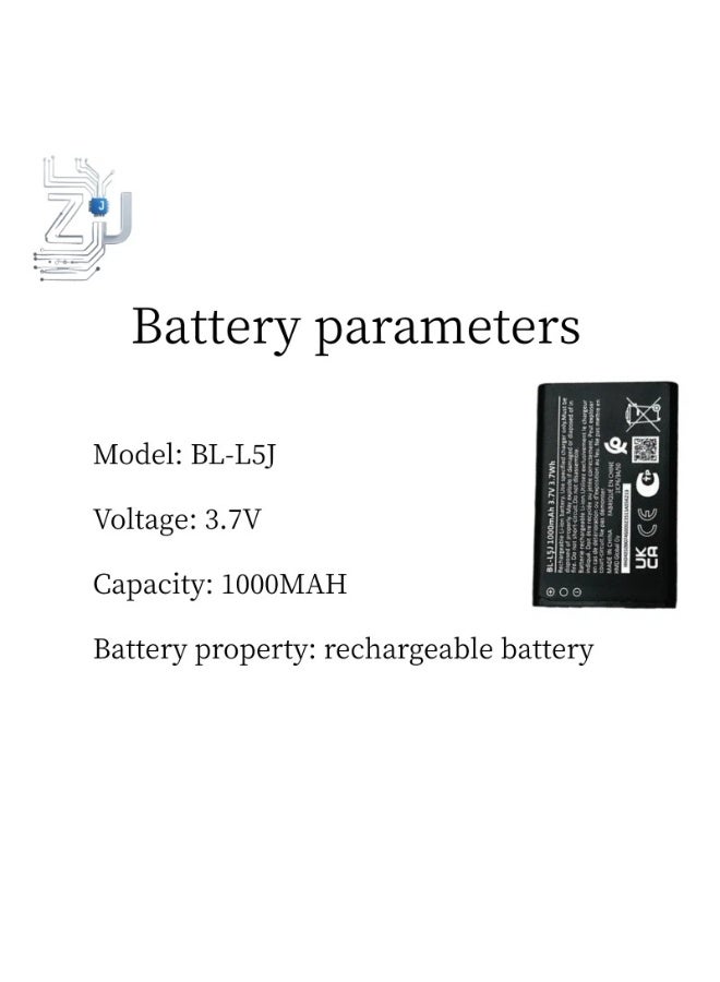 بطارية بديلة لهاتف نوكيا BL-L5J بسعة 1000 مللي أمبير، رقم الموديل TA-1557 105 2023 - Image 4