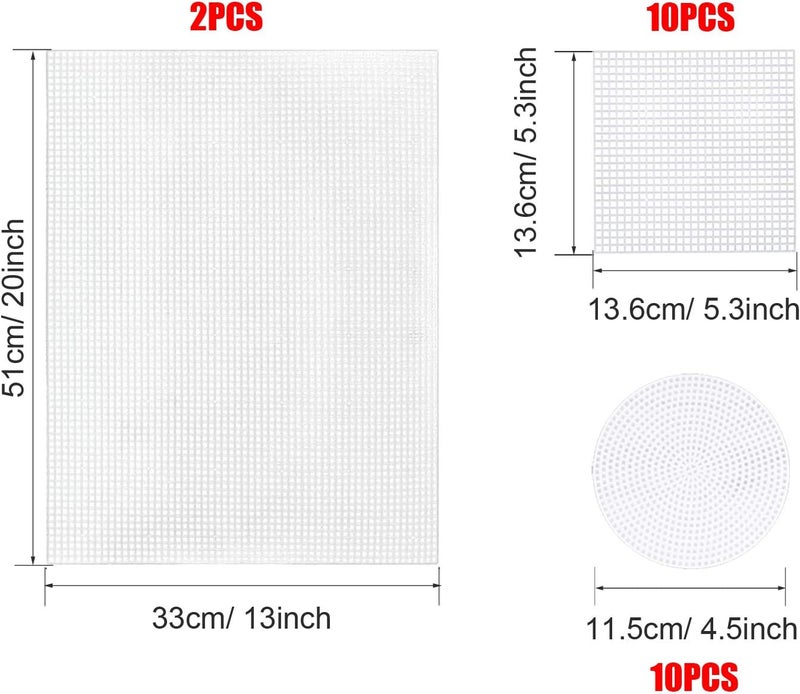 Allazone 57 PCS Mesh Plastic Canvas Sheets Kit Including 24 PCS Plastic Canvas, 12 Color Acrylic Yarn for DIY Crafts Embroidery Cross Stitch, Acrylic Yarn Crafting, Knit and Crochet Projects - Image 2