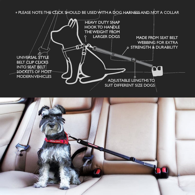 EzyDog Click â€“ Dog Seat Belt for Car, Dog Harness Adjustable Seatbelt Attachment â€“ Heavy Duty Nylon Seat Belt Webbing (17.5in - 26in) - Image 3