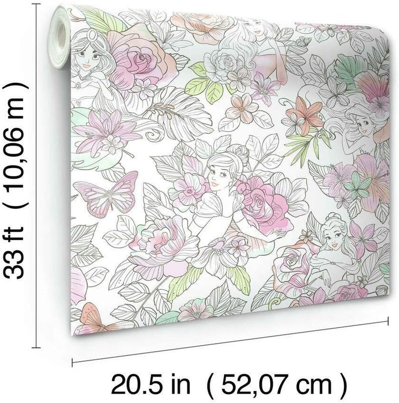 ARS Pink Disney Princess Royal Floral Peel and Stick Wallpaper, Self-Adhesive Wallpaper, Home Bedroom And Living Room Decoration, Waterproof Wallpaper, 3D Visual Black Gold Line Wallpaper - Image 5