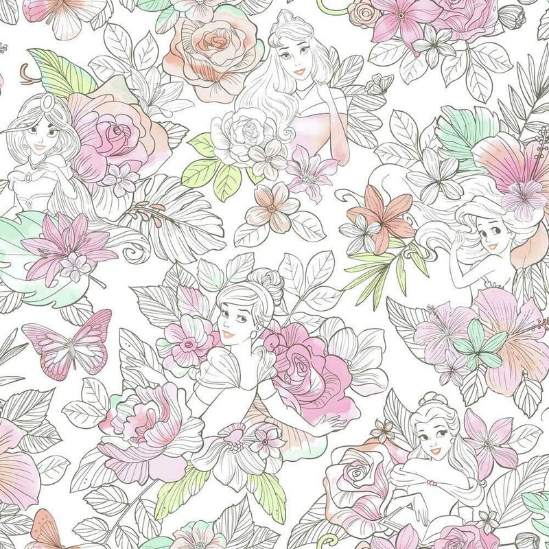 ARS Pink Disney Princess Royal Floral Peel and Stick Wallpaper, Self-Adhesive Wallpaper, Home Bedroom And Living Room Decoration, Waterproof Wallpaper, 3D Visual Black Gold Line Wallpaper - Image 4