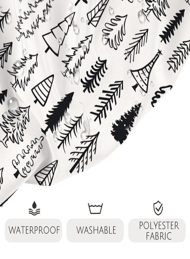 Lofaris Merry Christmas Black and White Tree Shower Curtain Xmas Pine Pattern New Year Holiday Bathroom Decor Curtain Winter Washable Durable Fabric Shower Curtain for Bathroom Decor 72x72 in - Image 5