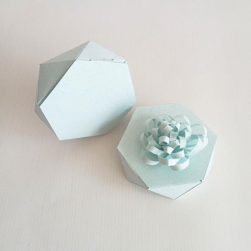 Kamalkali Empty hexagon gift box with flower bow Wedding engagements birthdays return gifts functions festivals Return gifts Pack of 10 - Image 2