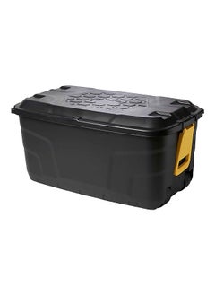 Heavy Duty Wheeled Storage Box with Lid Black and Yellow 145 L XW447-BLK/YEL-EX