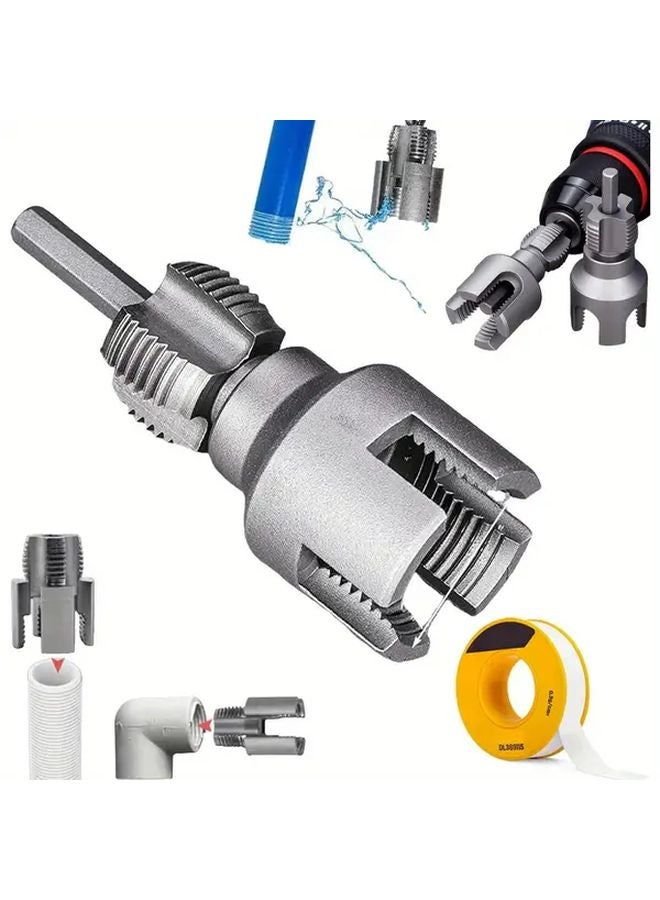 1pc 1 2 Dual Function Pipe Threading Cutter For PVC Plastic Pipes Electric Drill - Image 4