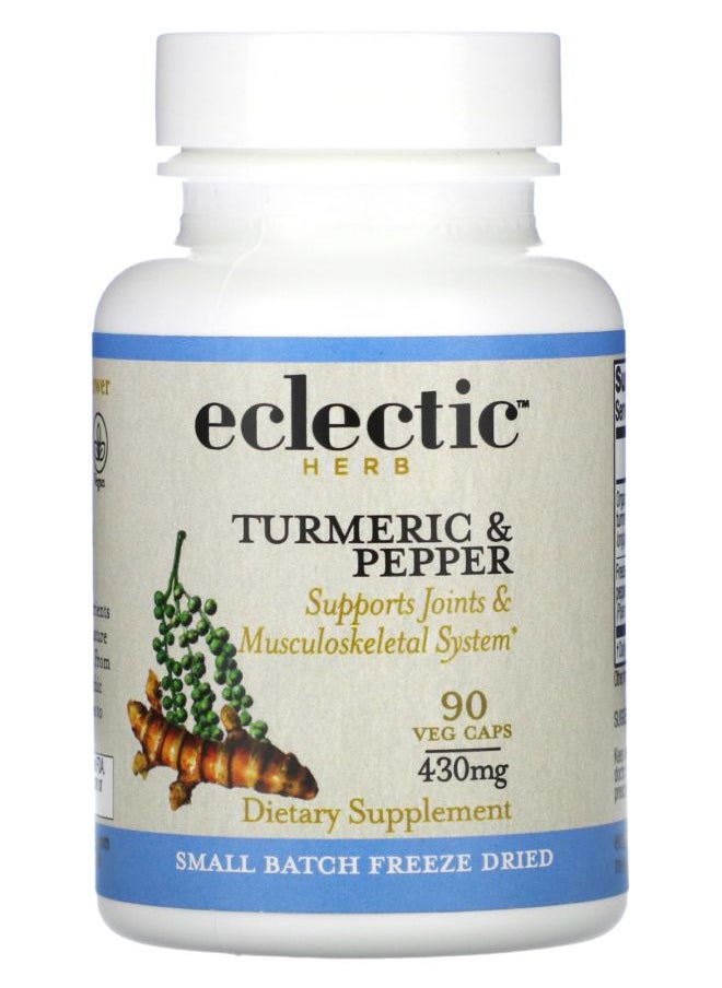 Eclectic Herb - Freeze-Dried Turmeric & Pepper 430 mg 90 Veg Caps - Image 1