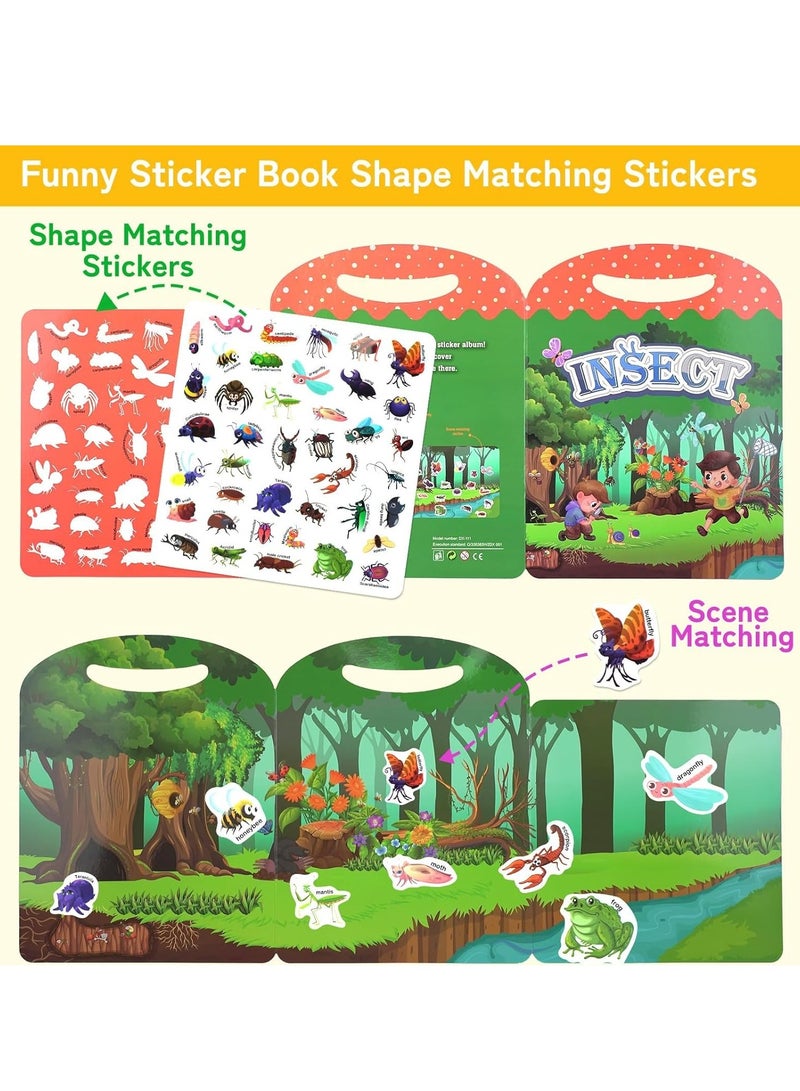 Zikra Reusable Sticker Book for Kids, Insect Learning Activity Books, Jelly Quiet Book for School Home Outdoor, Preschool Travel Busy Book Gift for for Boys Girls Toddlers - Image 2