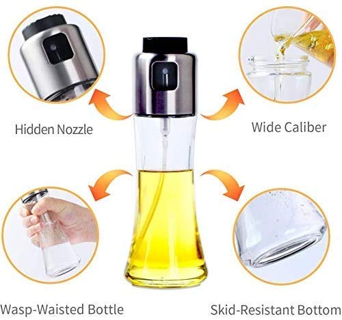 Zomoza Oil Sprayer Oil Dispenser Mister 6Oz 180ml Capacity Glass for Vinegar Cooking,Barbecue,Baking,Salad,Roasting,Grilling Circular Base - Image 3