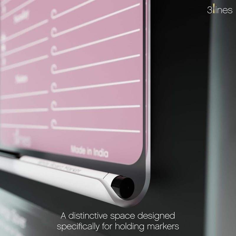 3 Lines ClearBite Acrylic Magnetic Meal Planner Board | Sleek & Durable | Includes Marker & Duster | 24x16 CM | Perfect for Meal Planning, Shopping Lists, Notes | Ideal for Home, Office | Plum - Image 5