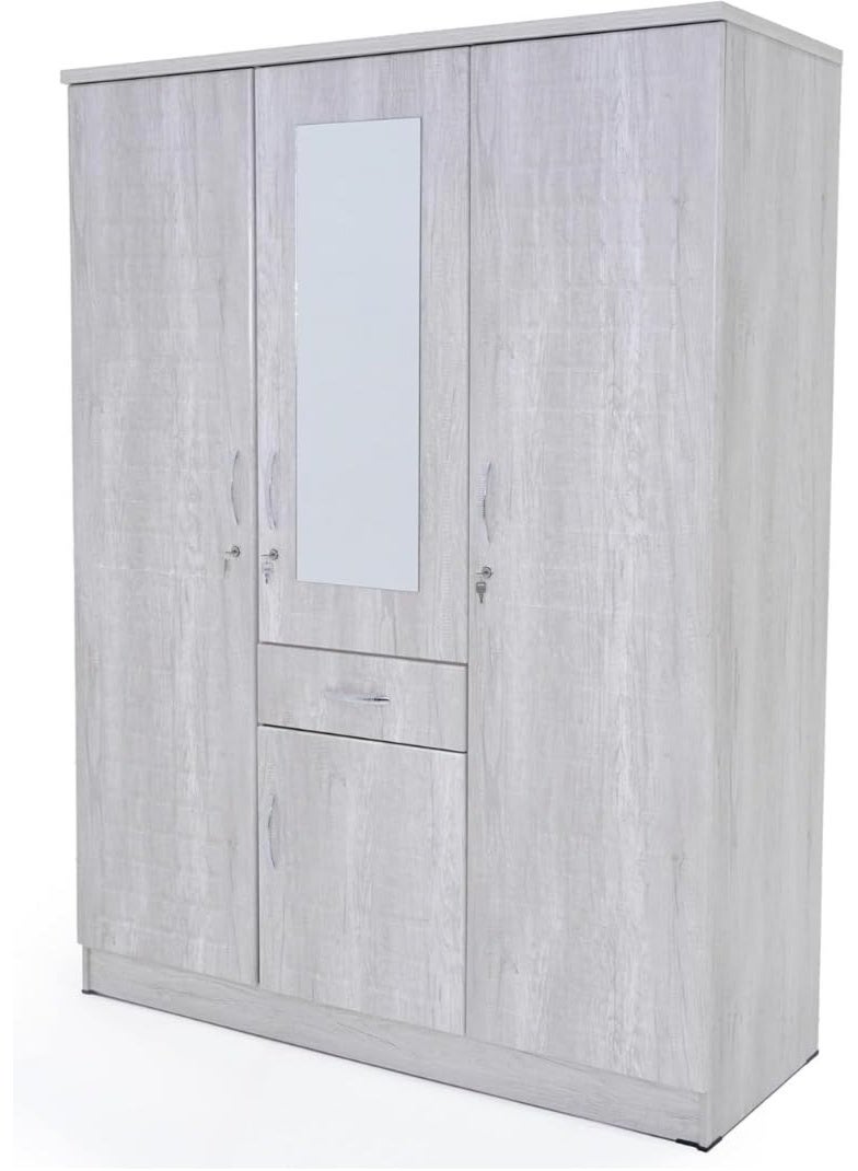 ABX HOME 3 door wardrobe with one drawer and storage and also one hanging side with 8 shelves | Lockable door (With Installation) - Image 1
