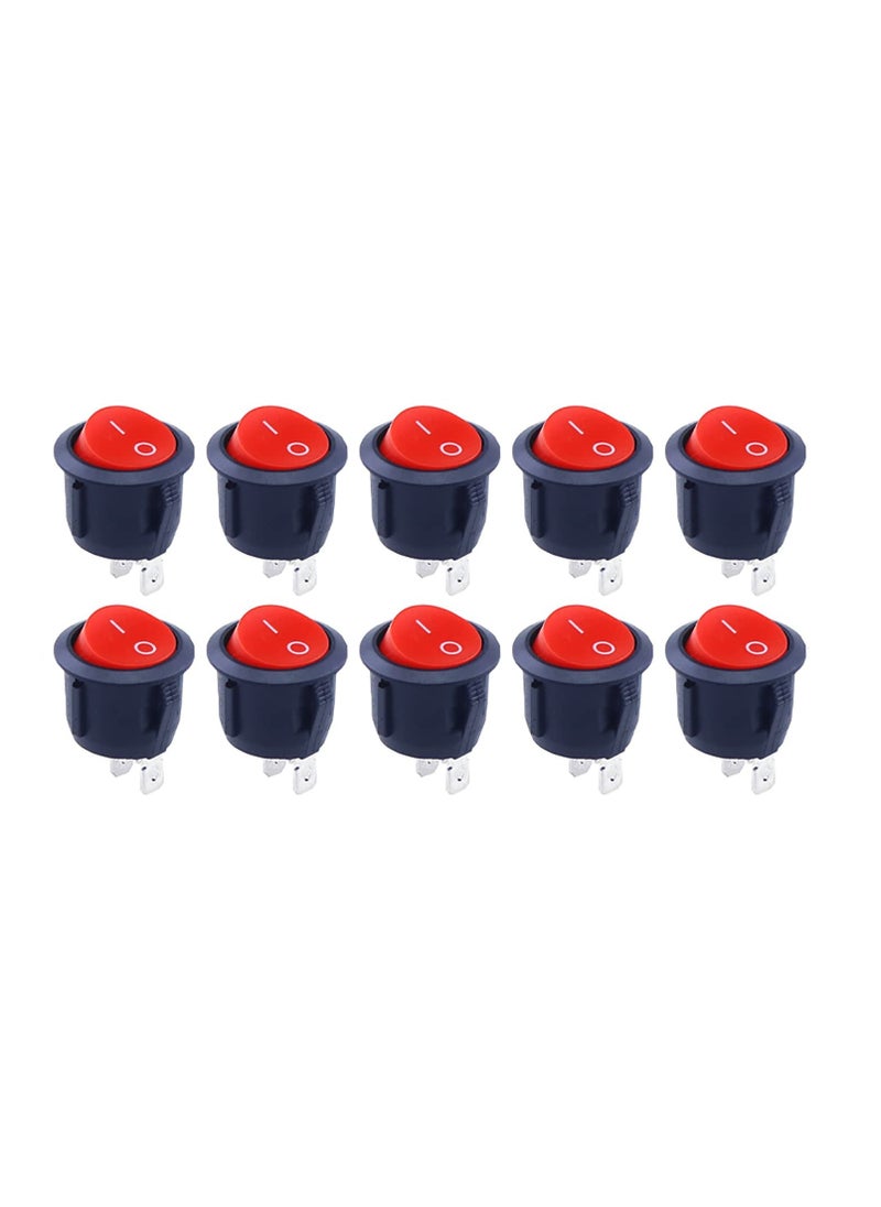 SOLDOUT - 16mm Diameter Small Round Rocker Switches 2 Pin ON OFF Rocker Switch (Pack of 10, Red) - Image 1