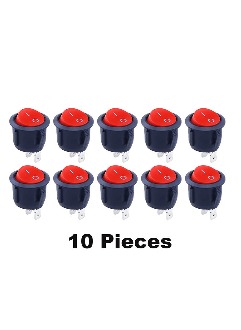 SOLDOUT - 16mm Diameter Small Round Rocker Switches 2 Pin ON OFF Rocker Switch (Pack of 10, Red) - Image 1