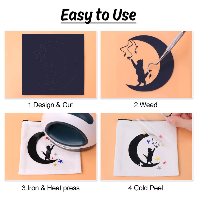 HTVRONT HTV Vinyl Rolls Heat Transfer Vinyl - 12" x 5ft Silver HTV Vinyl for Shirts, Iron on Vinyl for All Cutter Machine - Easy to Cut & Weed for Heat Vinyl Design (Silver) - Image 5