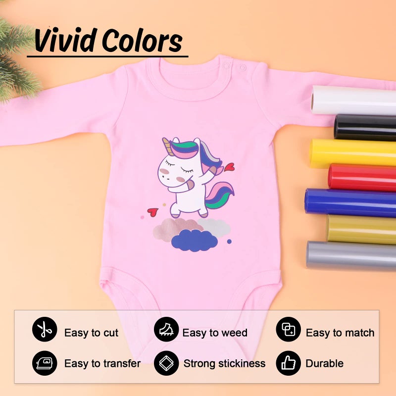 HTVRONT HTV Vinyl Rolls Heat Transfer Vinyl - 12" x 5ft Silver HTV Vinyl for Shirts, Iron on Vinyl for All Cutter Machine - Easy to Cut & Weed for Heat Vinyl Design (Silver) - Image 3