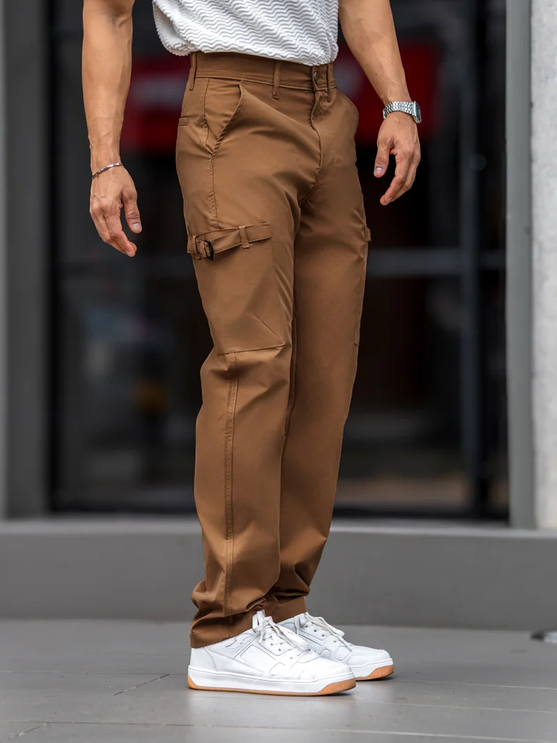 Maniac  Maniac Mens Solid Khaki Submarine Cargo Bukl Pocket for Men | Best Price UAE
