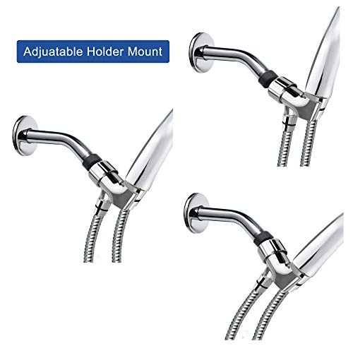 YOO.MEE Adjustable Shower Arm Bracket for Handheld Shower Head, 360° Swivel POM Ball Joint, Large Angle Adjustable Shower Holder, Chrome Finish - Image 3