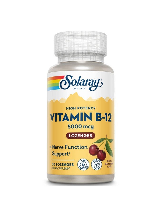 SOLARAY Vitamin B-12 5000mcg Lozenges | Natural Cherry Flavor | Healthy Energy & Nerve Function Support | 30ct - Image 1