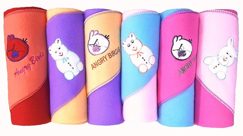 Brandonn BRANDONN Newborn 6 PCS A/C Hooded Baby Blanket/Baby Bed/Baby Bedding/Baby Wrapper Set(Pack of 6, Assorted) - Image 1