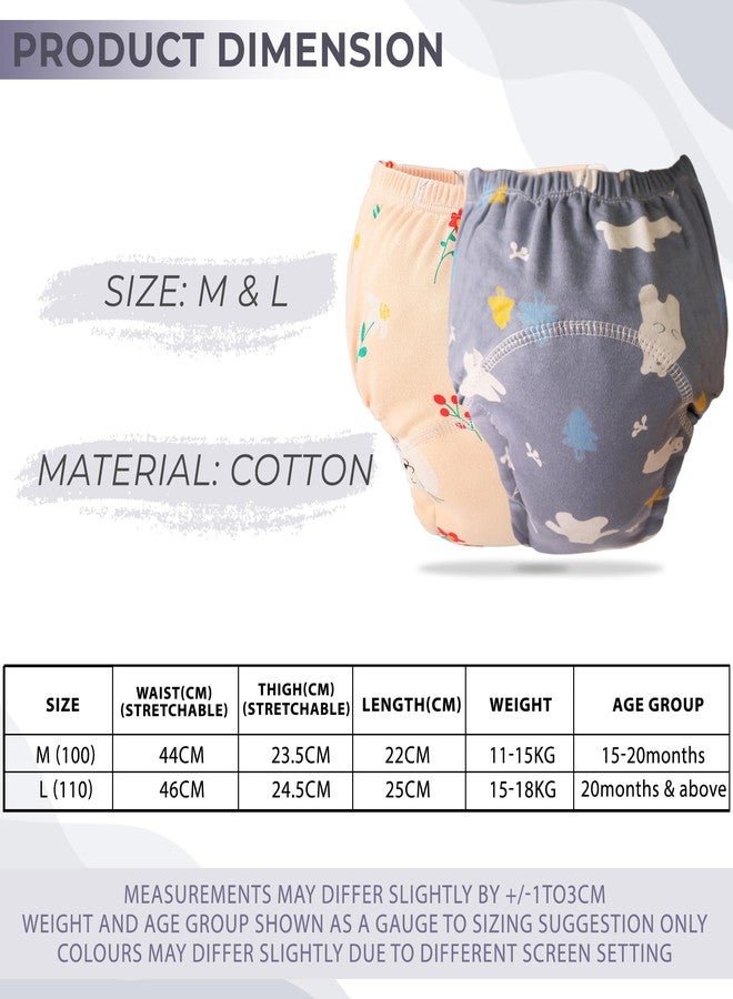 Bembika Baby Training Pant - Soft Cotton, Reusable, and Leak-Resistant Potty Training Pants for Kids Padded Underwear for Babies to Support a Smooth Diaper Free Transition (M Size For 12-18 Months Pack Of 2) - Image 3