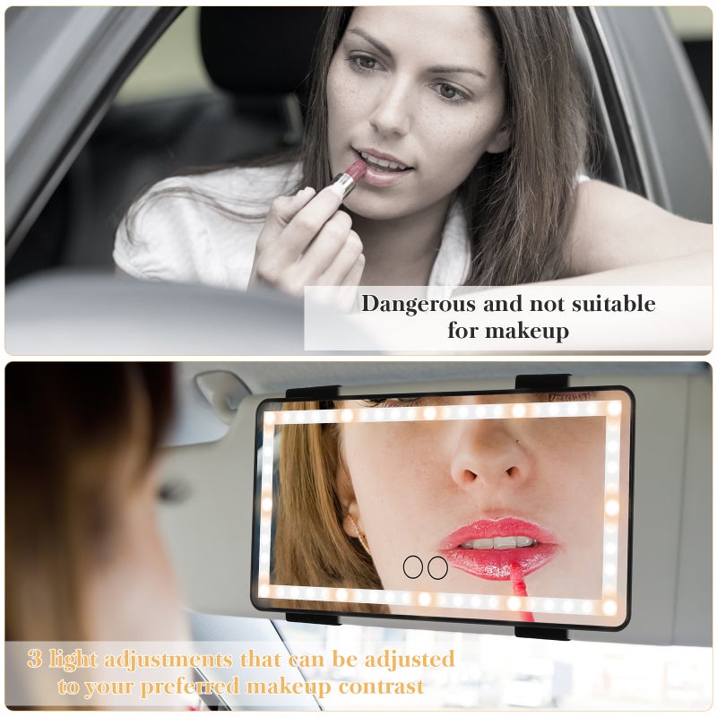 🚗 مرآة تجميل للسيارة مع 60 لمبة ليد وأنماط إضاءة للماكياج للسيارات والشاحنات والدفع الرباعي 2 قطع - Image 3
