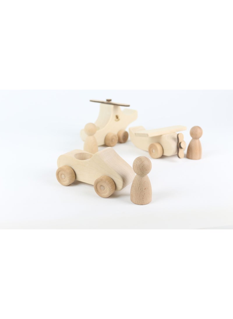 Aliwooden Waldorf Natural 3-Piece Vehicle Set