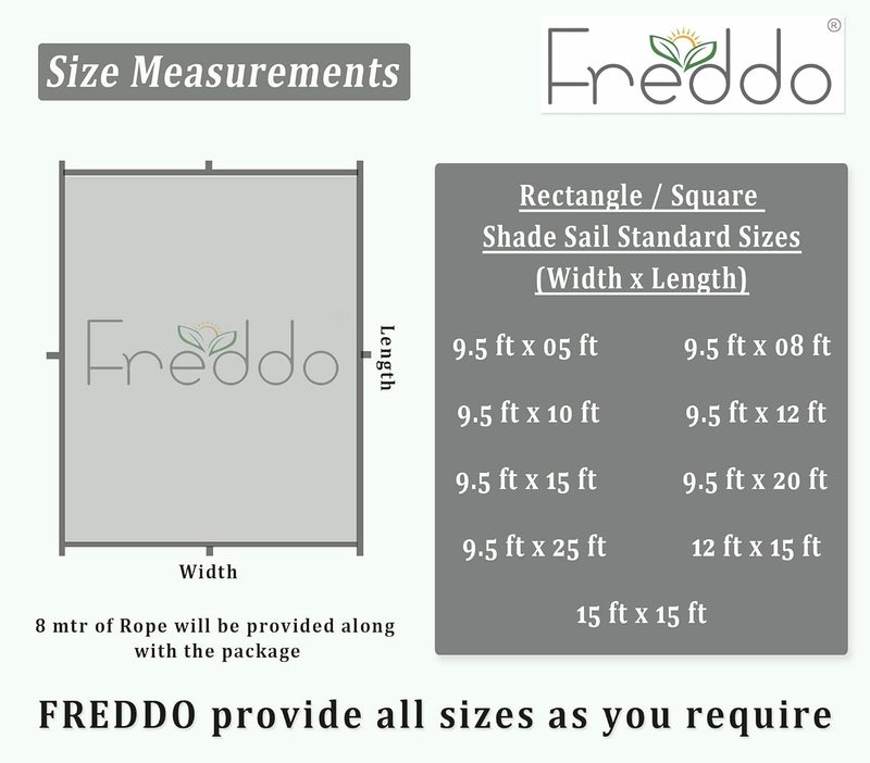 FREDDO HDPE Fabric 15 Inch Polyester Loop Sun Shade Sails 8590 Protection from Sun UV Rays Ideal for Car Parking Outdoor Garden Balcony Patio Beige Color 95 ft x 4 ft Pack of 1 Piece - Image 5